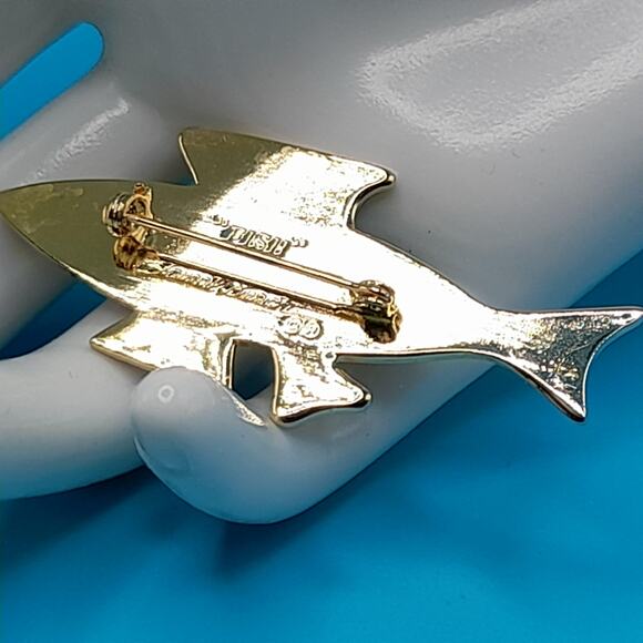 Vintage Laurel Burch Fish Brooch, Cloisonné Enamel Black Brown, Gold Plated 1980 - Picture 3 of 10